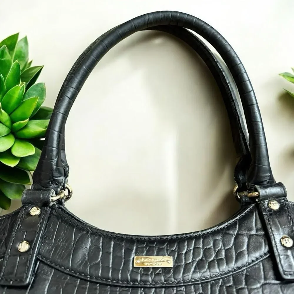 Kate Spade Black Embossed Leather Satchel